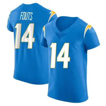 Mitchell and Ness Dan Fouts Los Angeles Chargers Authentic Blue Mitchell  And Ness Electric With 50TH Patch Throwback Jersey - Men's